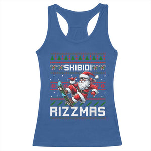 Funny Xmas Racerback Tank Top Skibidi Rizzmas Cool Santa Skateboard Rizz TS09 Royal Blue Print Your Wear