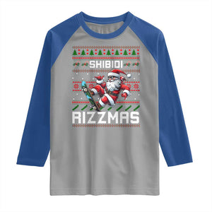 Funny Xmas Raglan Shirt Skibidi Rizzmas Cool Santa Skateboard Rizz TS09 Sport Gray Royal Print Your Wear