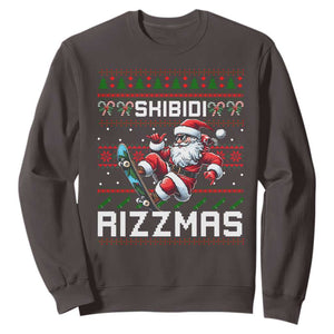 Funny Xmas Sweatshirt Skibidi Rizzmas Cool Santa Skateboard Rizz TS09 Dark Chocolate Print Your Wear