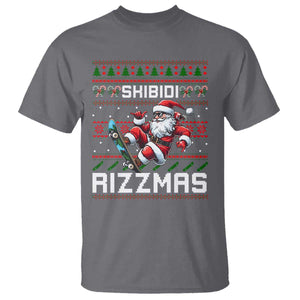Funny Xmas T Shirt Skibidi Rizzmas Cool Santa Skateboard Rizz TS09 Charcoal Print Your Wear