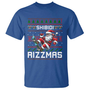 Funny Xmas T Shirt Skibidi Rizzmas Cool Santa Skateboard Rizz TS09 Royal Blue Print Your Wear
