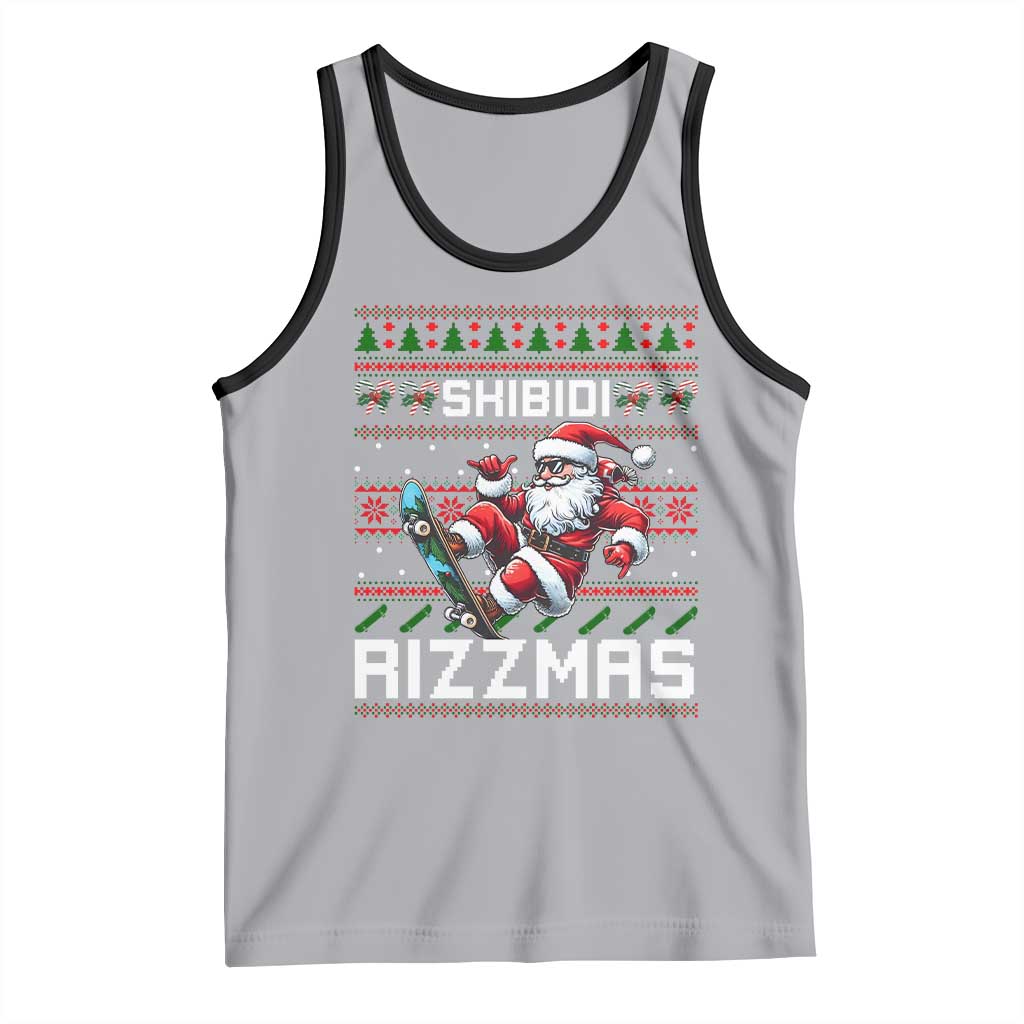 Funny Xmas Tank Top Skibidi Rizzmas Cool Santa Skateboard Rizz TS09 Athletic Heather Black Print Your Wear