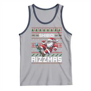 Funny Xmas Tank Top Skibidi Rizzmas Cool Santa Skateboard Rizz TS09 Athletic Heather Navy Print Your Wear