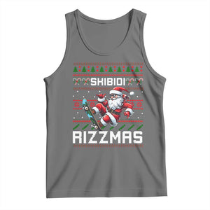 Funny Xmas Tank Top Skibidi Rizzmas Cool Santa Skateboard Rizz TS09 Black Heather Print Your Wear