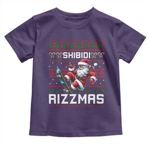 Funny Xmas Toddler T Shirt Skibidi Rizzmas Cool Santa Skateboard Rizz TS09 Purple Print Your Wear