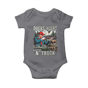Trump Hunting Baby Onesie Ducks Bucks N' Truck Hunter Country Life TS09 Charcoal Print Your Wear