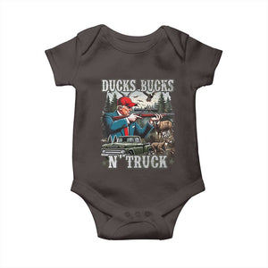 Trump Hunting Baby Onesie Ducks Bucks N' Truck Hunter Country Life TS09 Dark Chocolate Print Your Wear