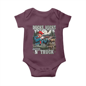 Trump Hunting Baby Onesie Ducks Bucks N' Truck Hunter Country Life TS09 Maroon Print Your Wear