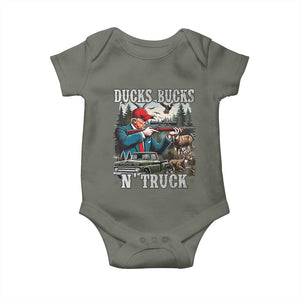 Trump Hunting Baby Onesie Ducks Bucks N' Truck Hunter Country Life TS09 Military Green Print Your Wear