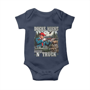 Trump Hunting Baby Onesie Ducks Bucks N' Truck Hunter Country Life TS09 Navy Print Your Wear