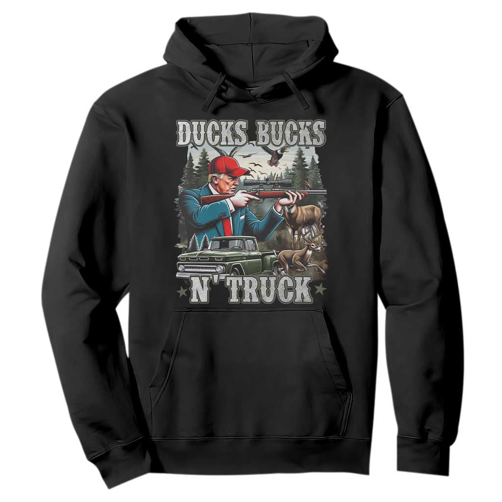 Trump Hunting Hoodie Ducks Bucks N' Truck Hunter Country Life TS09 Black Print Your Wear