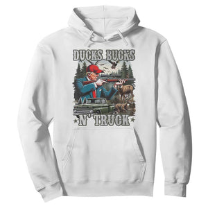 Trump Hunting Hoodie Ducks Bucks N' Truck Hunter Country Life TS09 White Print Your Wear