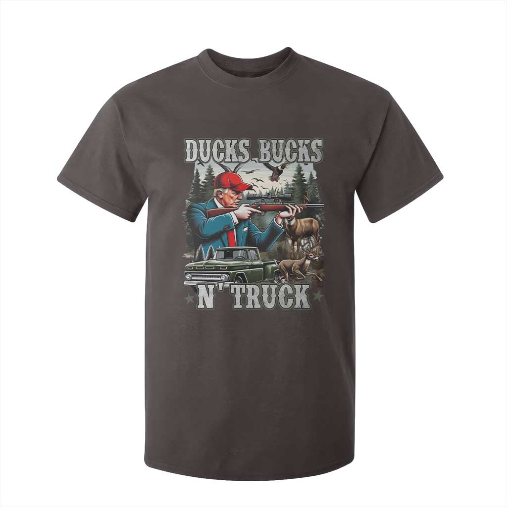 Trump Hunting T Shirt For Kid Ducks Bucks N' Truck Hunter Country Life TS09 Dark Chocolate Print Your Wear