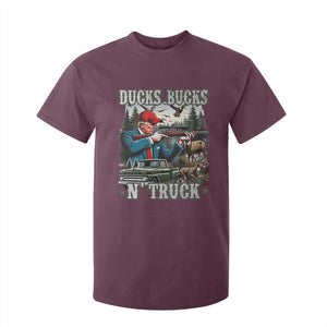 Trump Hunting T Shirt For Kid Ducks Bucks N' Truck Hunter Country Life TS09 Maroon Print Your Wear