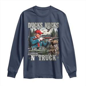 Trump Hunting Long Sleeve Shirt Ducks Bucks N' Truck Hunter Country Life TS09 Navy Print Your Wear