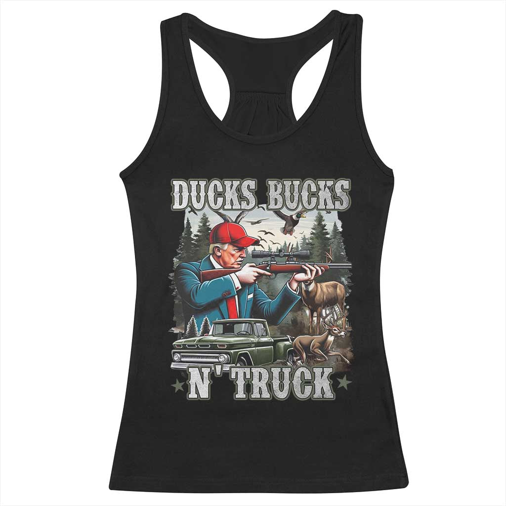 Trump Hunting Racerback Tank Top Ducks Bucks N' Truck Hunter Country Life TS09 Black Print Your Wear