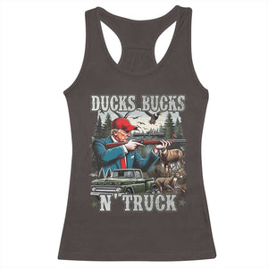 Trump Hunting Racerback Tank Top Ducks Bucks N' Truck Hunter Country Life TS09 Dark Chocolate Print Your Wear