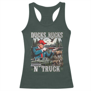 Trump Hunting Racerback Tank Top Ducks Bucks N' Truck Hunter Country Life TS09 Dark Forest Green Print Your Wear