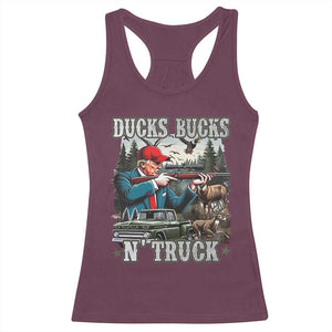 Trump Hunting Racerback Tank Top Ducks Bucks N' Truck Hunter Country Life TS09 Maroon Print Your Wear