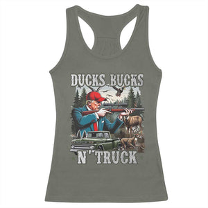 Trump Hunting Racerback Tank Top Ducks Bucks N' Truck Hunter Country Life TS09 Military Green Print Your Wear