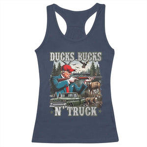 Trump Hunting Racerback Tank Top Ducks Bucks N' Truck Hunter Country Life TS09 Navy Print Your Wear