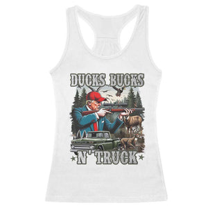 Trump Hunting Racerback Tank Top Ducks Bucks N' Truck Hunter Country Life TS09 White Print Your Wear