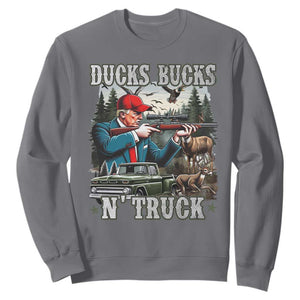 Trump Hunting Sweatshirt Ducks Bucks N' Truck Hunter Country Life TS09 Charcoal Print Your Wear