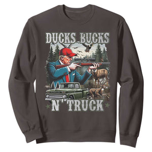 Trump Hunting Sweatshirt Ducks Bucks N' Truck Hunter Country Life TS09 Dark Chocolate Print Your Wear