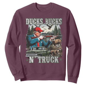 Trump Hunting Sweatshirt Ducks Bucks N' Truck Hunter Country Life TS09 Maroon Print Your Wear