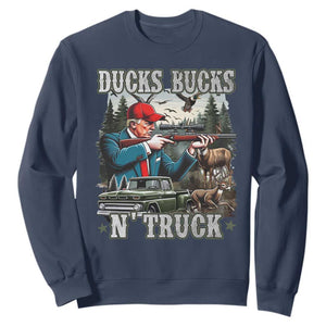 Trump Hunting Sweatshirt Ducks Bucks N' Truck Hunter Country Life TS09 Navy Print Your Wear