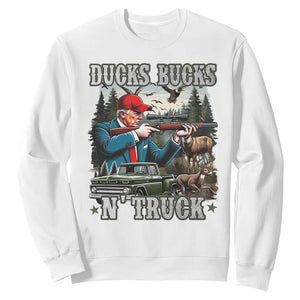 Trump Hunting Sweatshirt Ducks Bucks N' Truck Hunter Country Life TS09 White Print Your Wear
