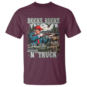 Trump Hunting T Shirt Ducks Bucks N' Truck Hunter Country Life TS09 Maroon Print Your Wear