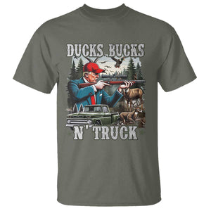 Trump Hunting T Shirt Ducks Bucks N' Truck Hunter Country Life TS09 Military Green Print Your Wear