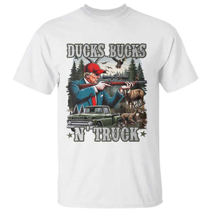 Trump Hunting T Shirt Ducks Bucks N' Truck Hunter Country Life TS09 White Print Your Wear