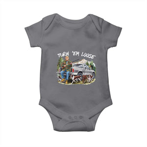 Trump Hunting Baby Onesie Turn 'Em Loose Hunting Dog Partner TS09 Charcoal Print Your Wear