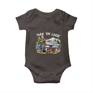 Trump Hunting Baby Onesie Turn 'Em Loose Hunting Dog Partner TS09 Dark Chocolate Print Your Wear