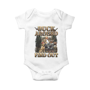 Trump Hunting Baby Onesie Buck Around And Find Out TS09 White Print Your Wear