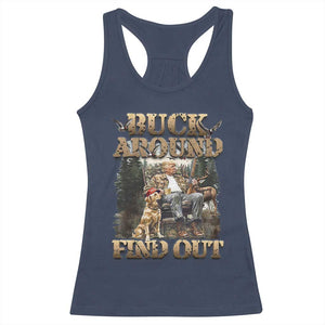 Trump Hunting Racerback Tank Top Buck Around And Find Out TS09 Navy Print Your Wear