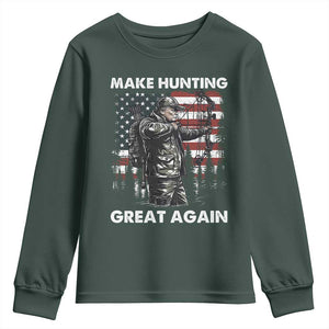 Trump Hunting Youth Sweatshirt Make Hunting Great Again TS09 Dark Forest Green Print Your Wear