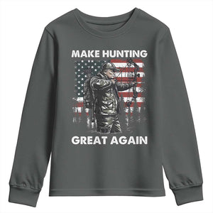 Trump Hunting Youth Sweatshirt Make Hunting Great Again TS09 Dark Heather Print Your Wear