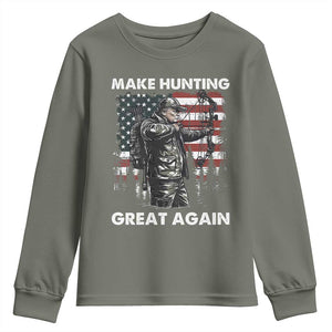 Trump Hunting Youth Sweatshirt Make Hunting Great Again TS09 Military Green Print Your Wear