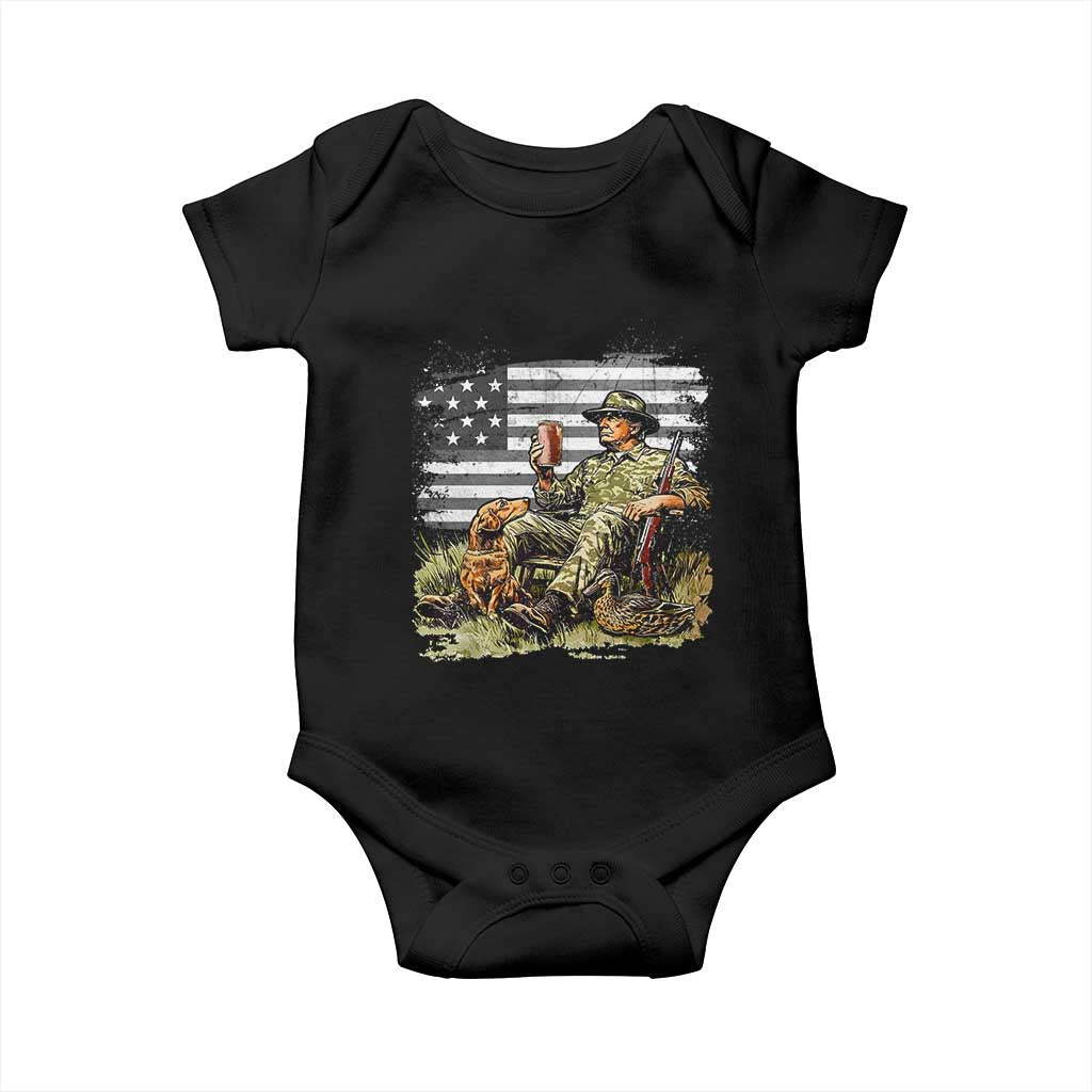 Trump Hunting Baby Onesie American Flag Beer Drinking Chillin TS09 Black Print Your Wear