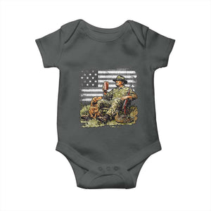 Trump Hunting Baby Onesie American Flag Beer Drinking Chillin TS09 Dark Heather Print Your Wear