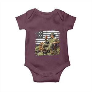 Trump Hunting Baby Onesie American Flag Beer Drinking Chillin TS09 Maroon Print Your Wear