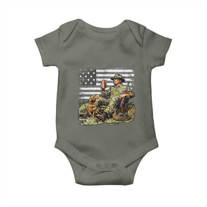 Trump Hunting Baby Onesie American Flag Beer Drinking Chillin TS09 Military Green Print Your Wear