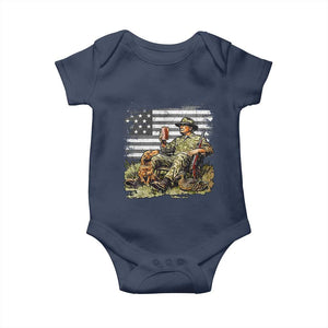 Trump Hunting Baby Onesie American Flag Beer Drinking Chillin TS09 Navy Print Your Wear