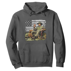 Trump Hunting Hoodie American Flag Beer Drinking Chillin TS09 Dark Heather Print Your Wear