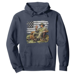 Trump Hunting Hoodie American Flag Beer Drinking Chillin TS09 Navy Print Your Wear