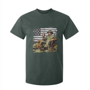 Trump Hunting T Shirt For Kid American Flag Beer Drinking Chillin TS09 Dark Forest Green Print Your Wear