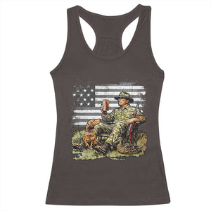 Trump Hunting Racerback Tank Top American Flag Beer Drinking Chillin TS09 Dark Chocolate Print Your Wear
